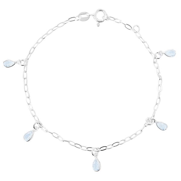 Pulseira Pingente Zirconias Gotas Prata 925