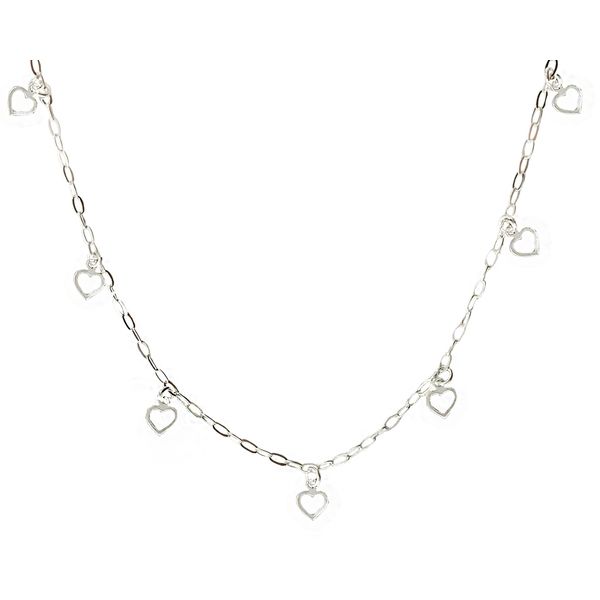 Choker Pingentes Corações Vazados Prata 925
