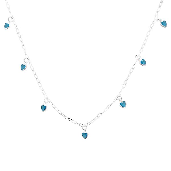 Choker Pingentes Zirconias Corações Color Prata 925