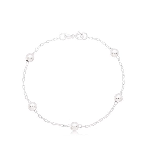 Pulseira Infantil Bolinhas 4mm Prata 925