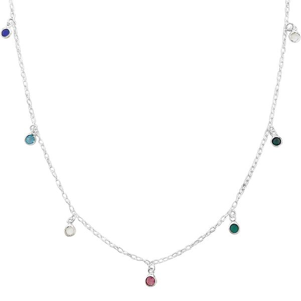 Choker Pingentes Zirconias Color Prata 925