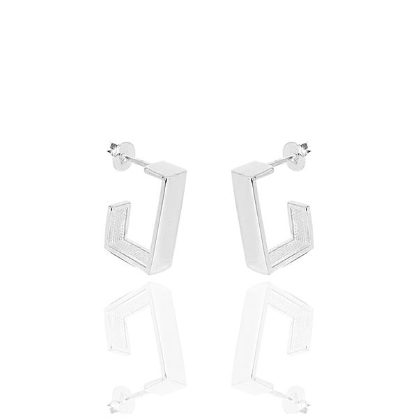 Brinco Argola Quadrada 4mm Prata 925