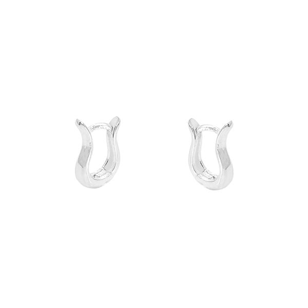 Brinco Argolinha Curvada 1,3cm Prata 925