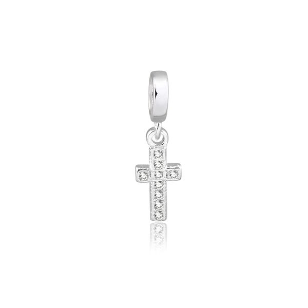 Berloque Cruz Cravejada 0,9mm Prata 925