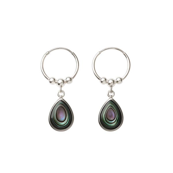 Brinco Argola Pedra Natural Esferas Prata 925