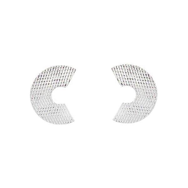 Brinco C Orgânico Texturizado 2,1cm Prata 925