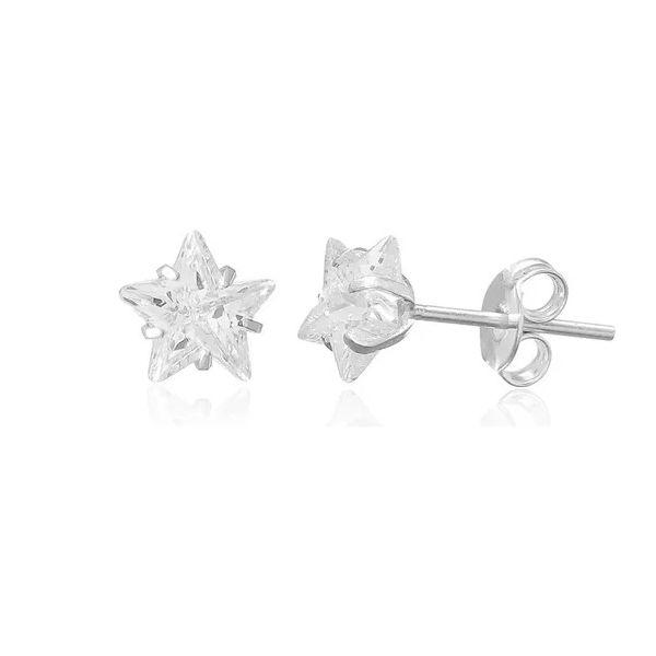 Brinco Ponto de Luz Estrela 8mm Prata 925