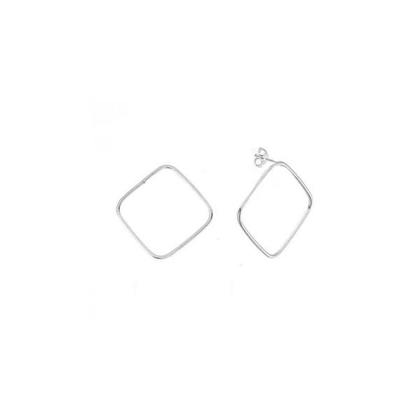 Brinco Quadrado Liso 0,9mm Prata 925