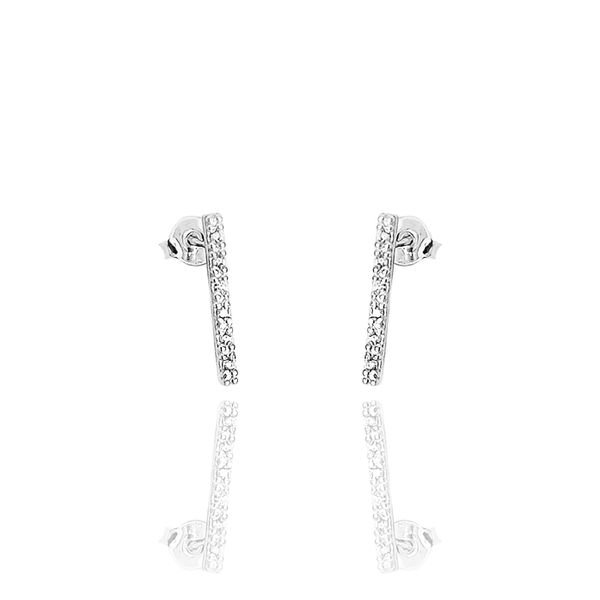 Brinco Palito Cravejado 1,6cm Prata 925