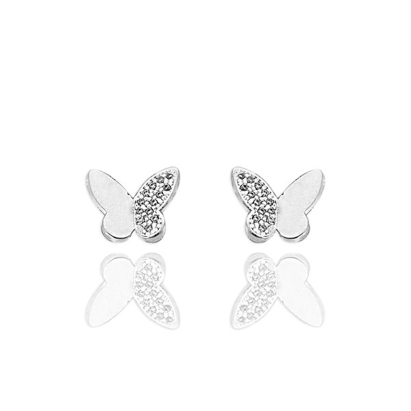 Brinco Borboleta Cravejada Prata 925