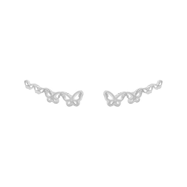 Brinco Ear Cuff Borboletas Prata 925