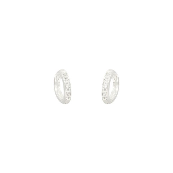 Brinco Argolinha Cravejada Duda Cristal P 0,9cm Prata 925