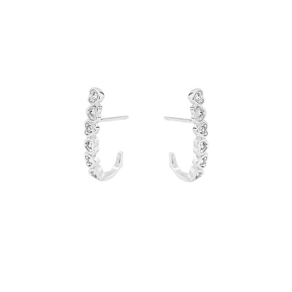 Brinco Ear Hook Corações Prata 925