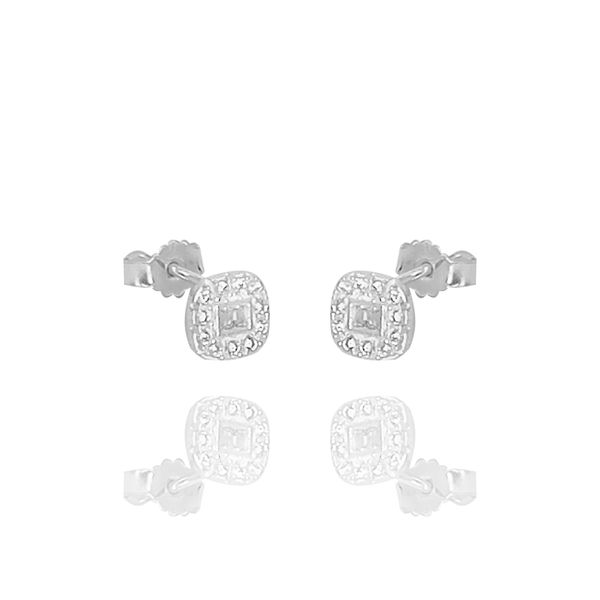 Brinco Quadrado Zircônias Prata 925 