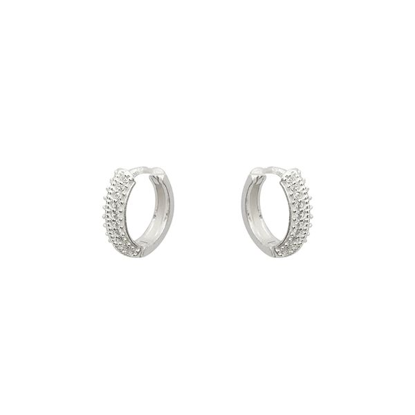 Brinco Argolinha Cravejada Cristal Paris M Prata 925