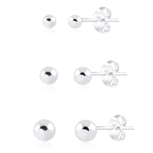 Trio Brinco Bolinhas Prata 925