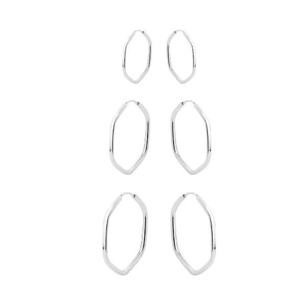 Trio Argola Fio Hexagonal Prata 925