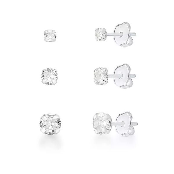 Trio Brinco Ponto de Luz Prata 925
