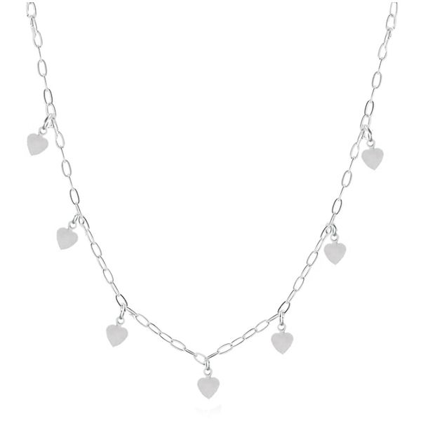 Choker Pingentes Corações Lisos Prata 925