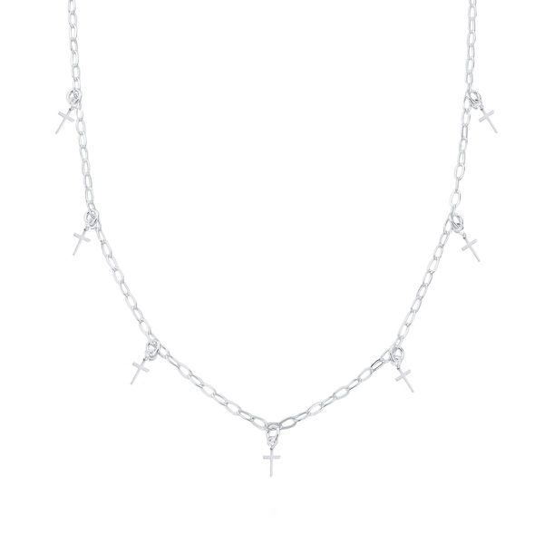 Choker Pingentes Cruz Prata 925