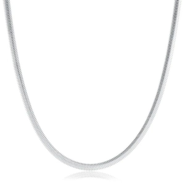 Colar Corrente Malha Lacraia 2,5mm 45cm Prata 925 
