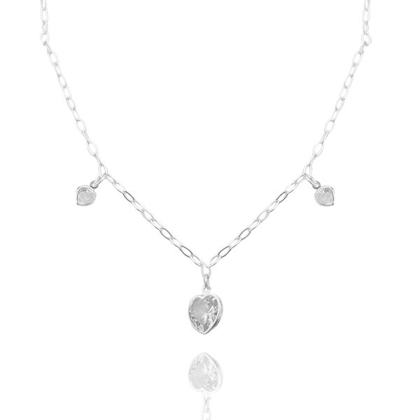 Choker Corações Cristais Prata 925