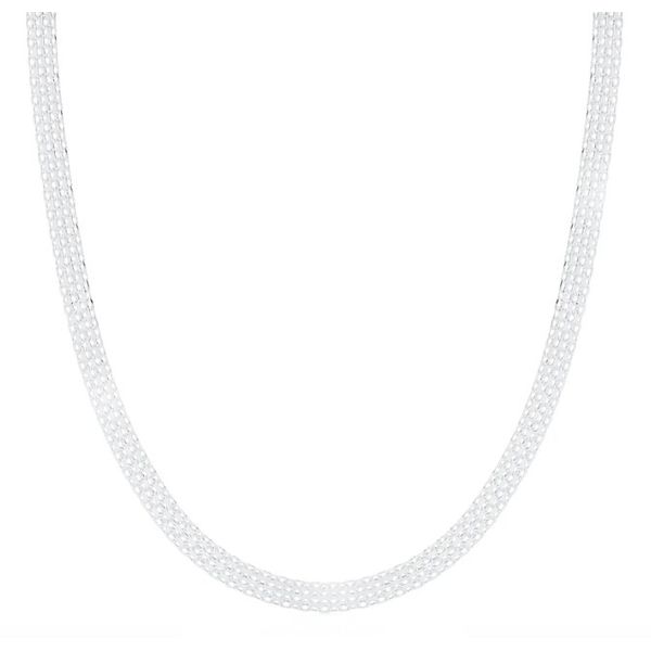 Colar Malha Esteira 6mm 45cm Prata 925