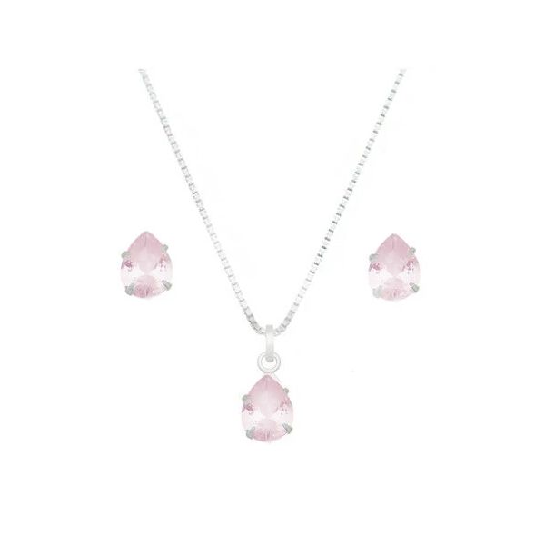 Conjunto Gota Color Prata 925