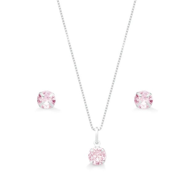 Conjunto Ponto de Luz Color 6mm Prata 925