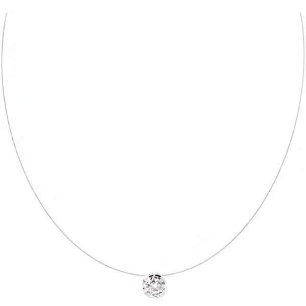 Colar Fio De Nylon Ponto De Luz 5mm Prata 925