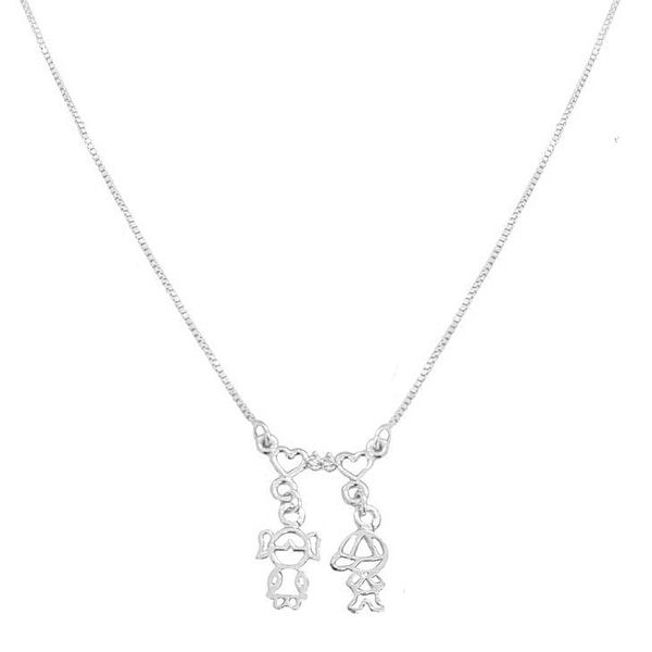Colar 2 Filhos Personalizado Prata 925