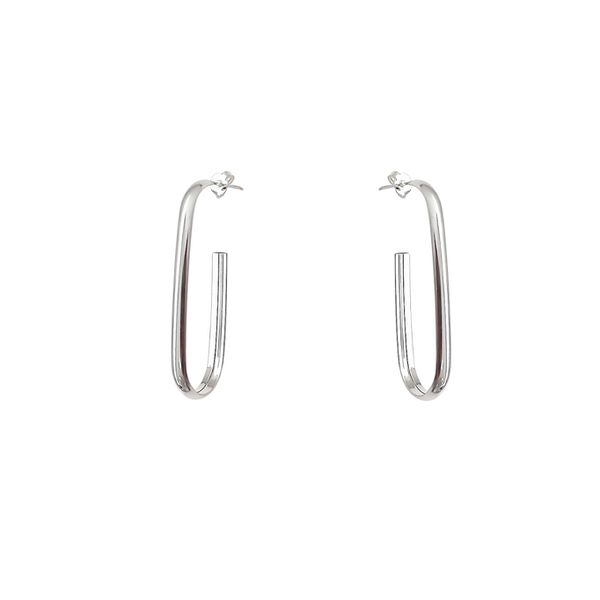 Brinco Argola Abaulada Oval 3,3cm Prata