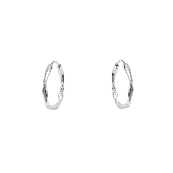 Brinco Argolinha Ondulada 1,2cm Prata 