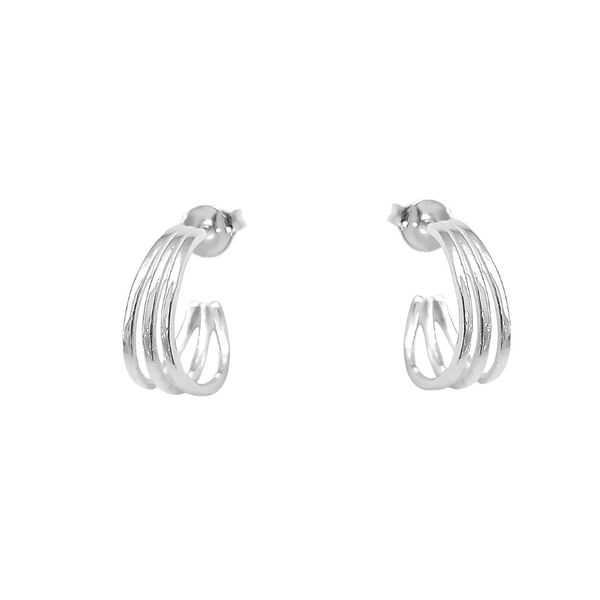 Brinco Argolinha Tripla 1,4cm Prata 925