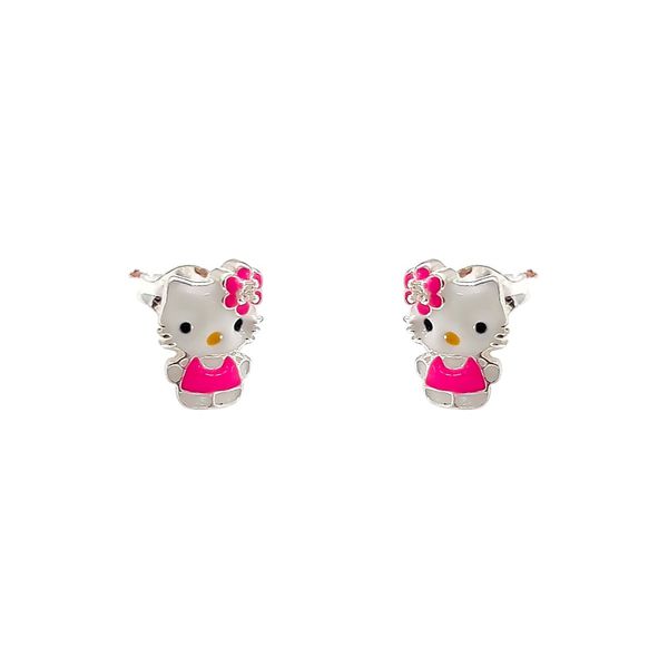 Brinco Infantil Hello Kitty Resinado Prata 925