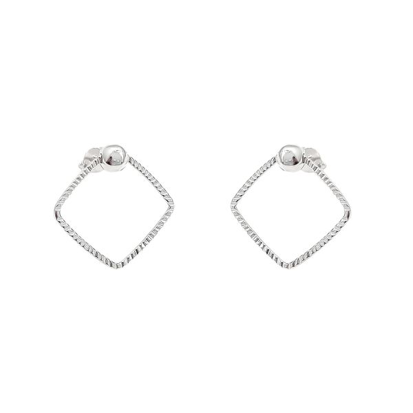 Brinco Quadrado Esfera 2,2cm Prata 925