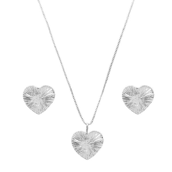 Conjunto Coração Orgânico V15 Prata 925