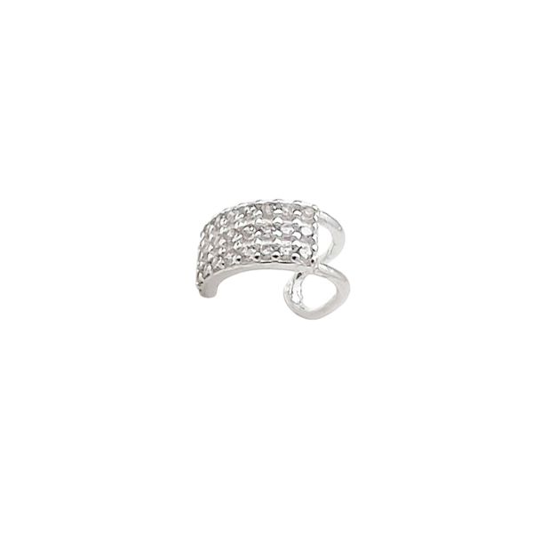 Piercing Pressão Cravejado Cristal Prata 925