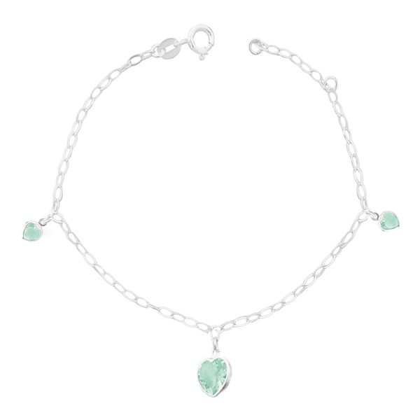Pulseira Três Corações Cristais Prata 925