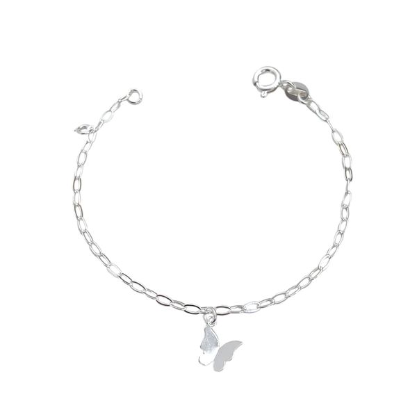 Pulseira Infantil Borboleta Lisa Prata 925