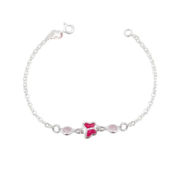 Pulseira Infantil Borboleta Zirconias Prata 925