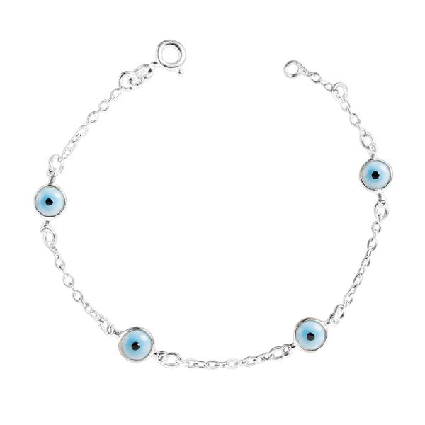 Pulseira Olho Grego Claro Prata 925