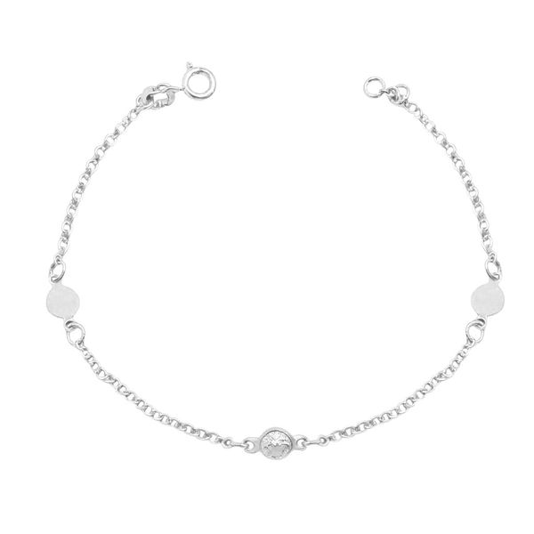 Pulseira Plaquinhas Com Zircônia Prata 925