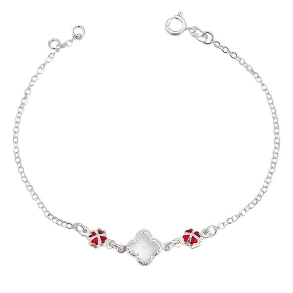 Pulseiras Trevos Vermelhos Prata 925