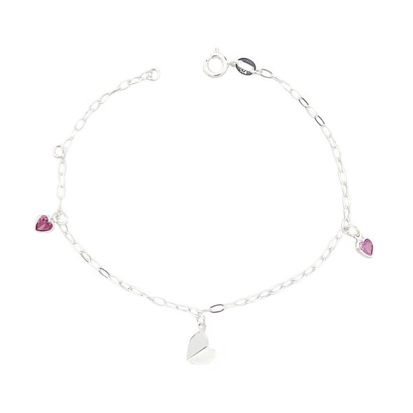 Pulseira Coração Origami Zirconias Color Prata 925