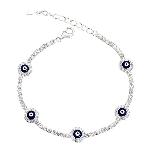 Pulseira Riviera Olho Grego 2mm Prata 925