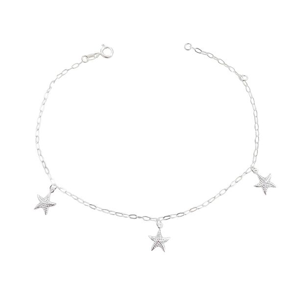 Tornozeleira Estrelas do Mar Prata 925