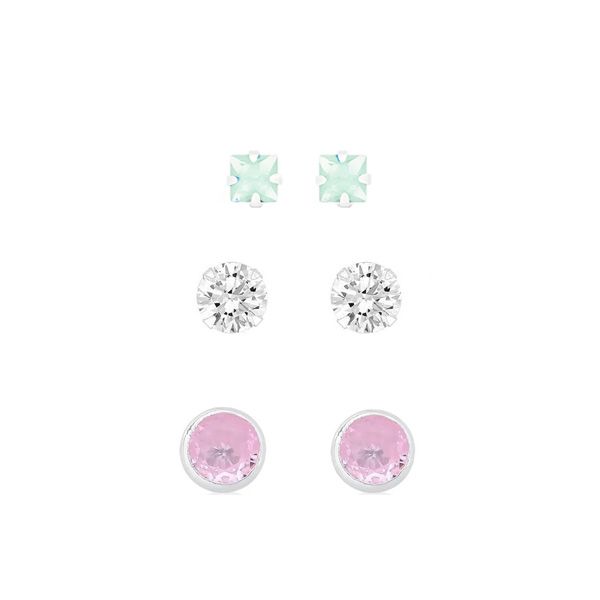 Trio Ponto de Luz Zirconias Mistas Prata 925 