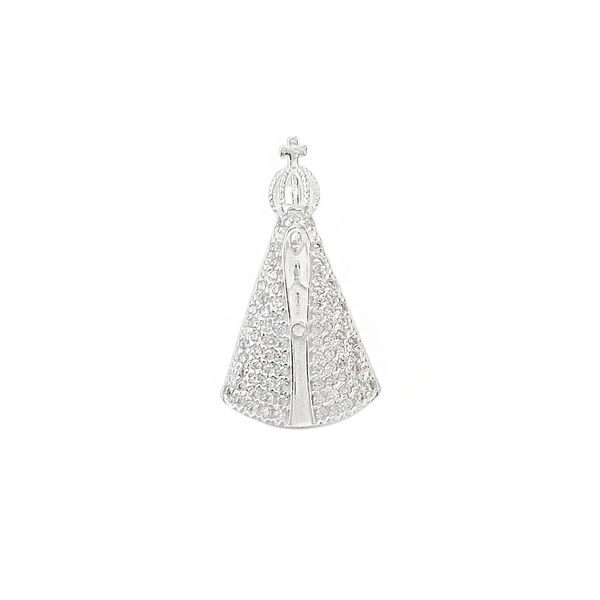Pingente Nossa Senhora Aparecida 3cm Cravejada Prata 925