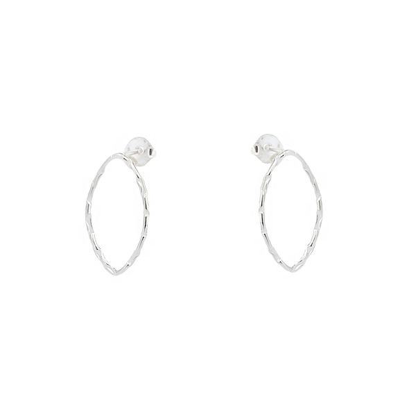 Brinco Oval Vazado Orgânico 2cm Prata 925